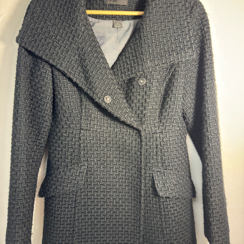 White House Black Market Textured Black Pea Coat